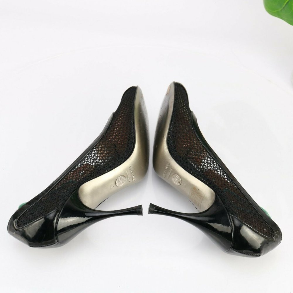 Dolce & Gabbana Women Dress Pump Size 9 Black Patent Leather Mesh Stiletto Heels - Picture 10 of 12